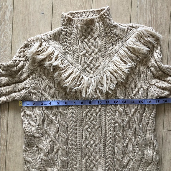Amaryllis Fringe Cable Knit Sweater in Beige - Picture 8 of 10